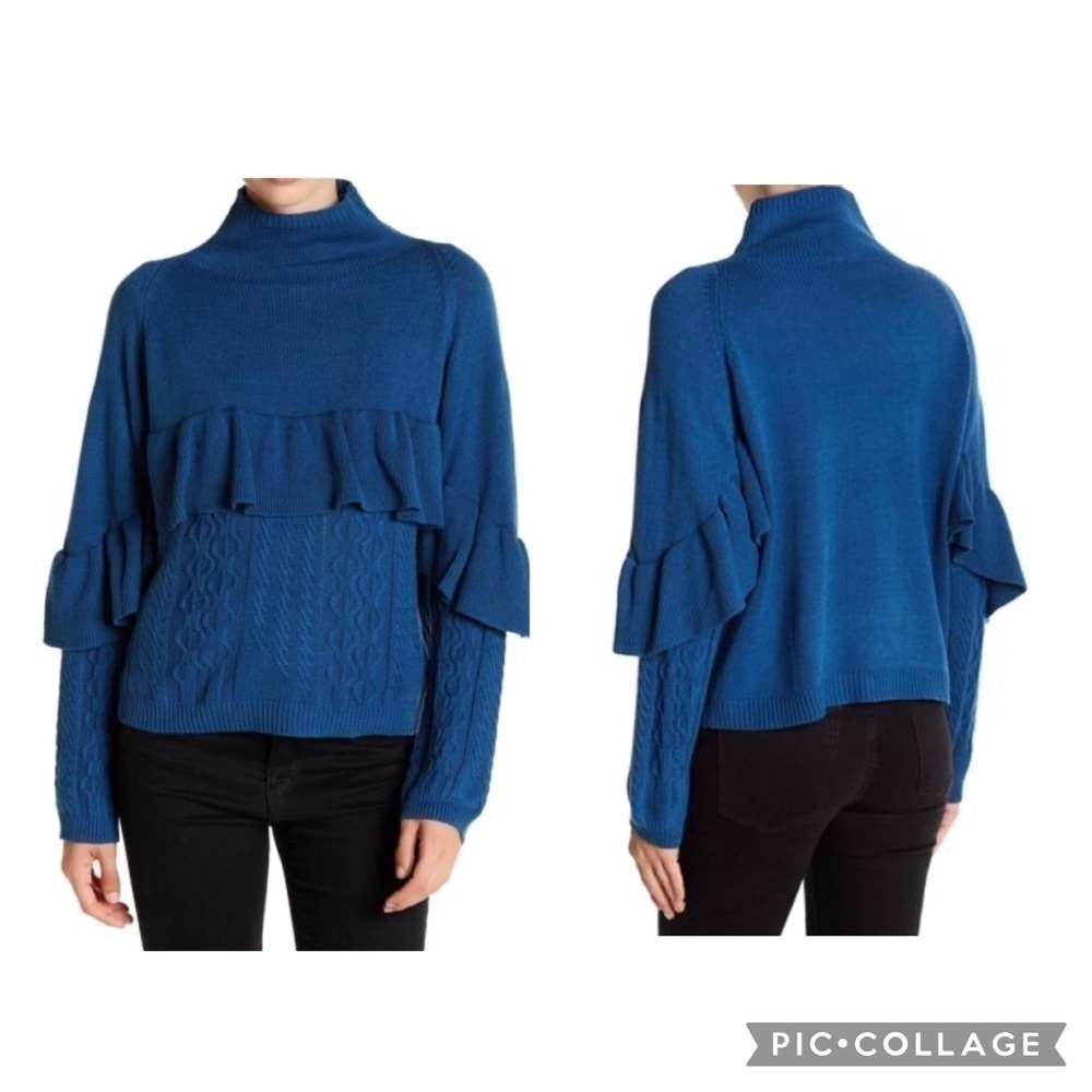 PROJECT NAADAM Ruffled Cable Knit Sweater